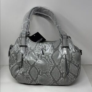 SIMPLY VERA verawang Gray Snakeskin Shoulder Bag with Double Handles